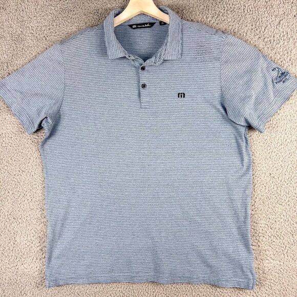 Travis Mathew Pinehurst Golf Polo Shirt Men XL Blue Golfer Athletic Office Prepy - Picture 1 of 15
